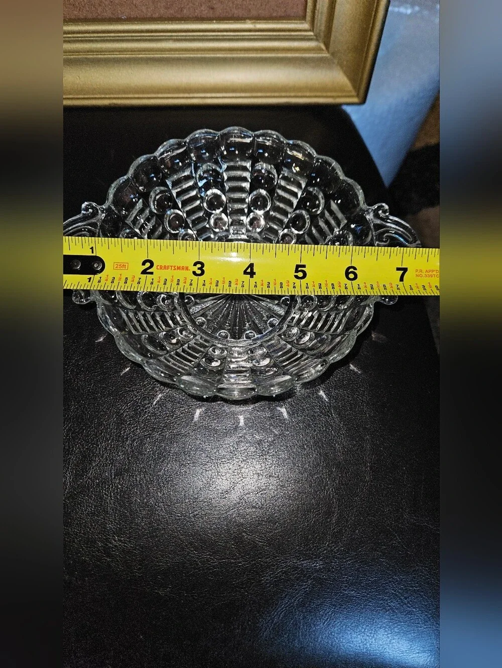 Set of 2 Vintage Anchor Hocking Clear Bubble Glass Serving Bowl W/Handles 7 1/2